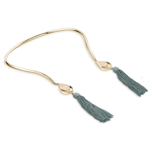 GOLD OPEN CHOKER GRAY TASSELS