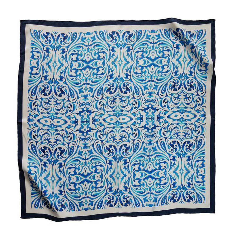 SILK SCARF MARE BLU