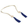 GOLD OPEN CHOKER NAVY TASSELS