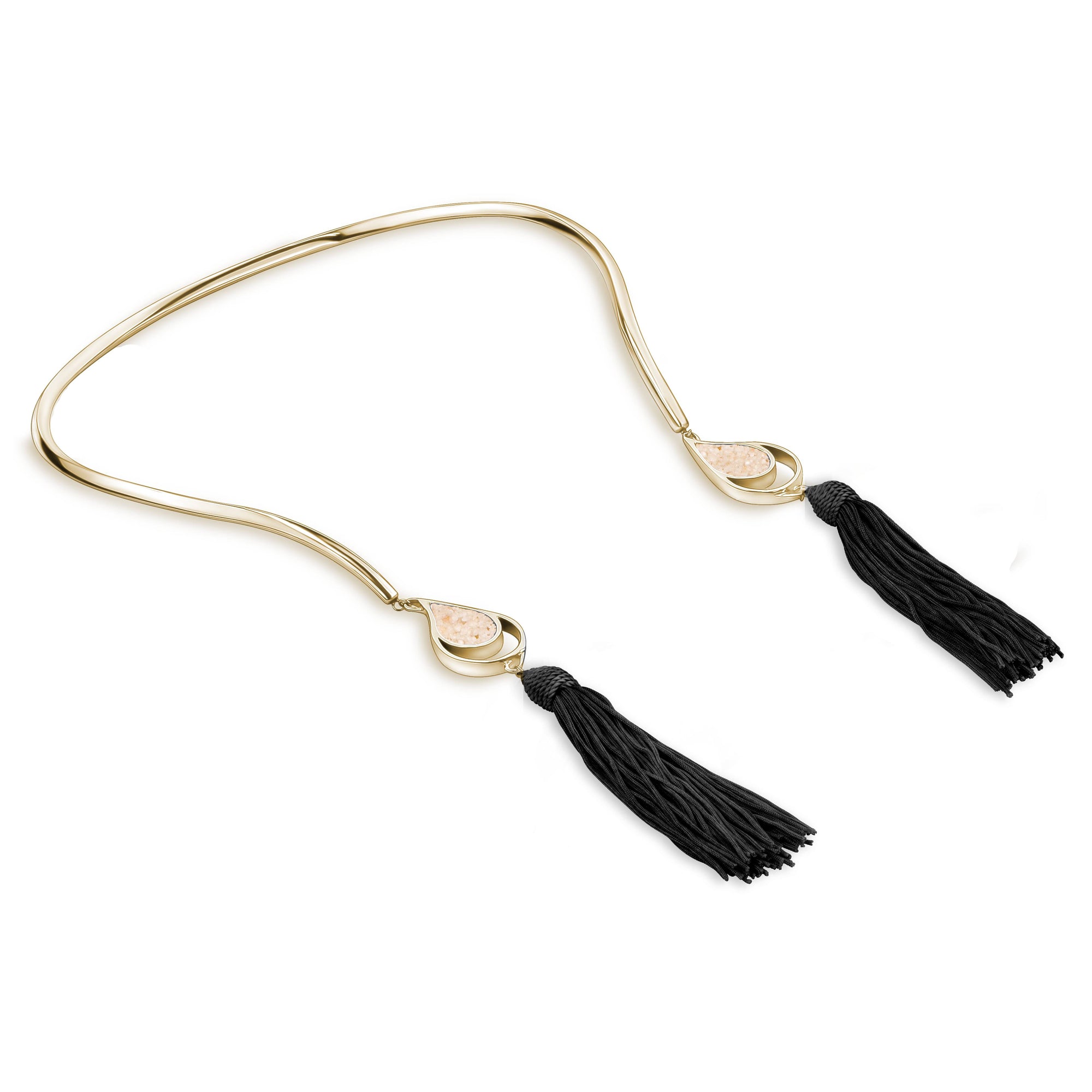 GOLD OPEN CHOKER BLACK TASSELS