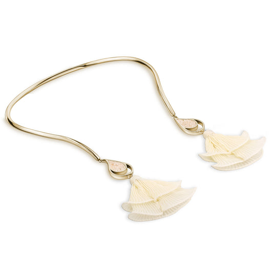 GOLD OPEN CHOKER IVORY FLOWER