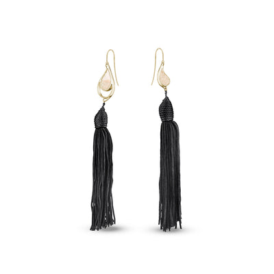 GOLD SEA & SAND EARRINGS BLACK TASSELS