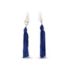 SILVER SEA & SAND EARRINGS NAVY BLUE TASSELS