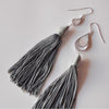 SILVER SEA & SAND EARRINGS GREY TASSELS