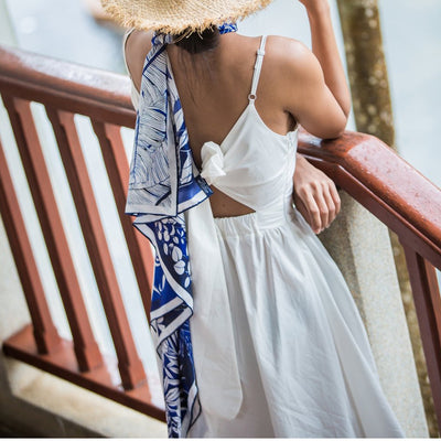SILK SCARF PIASTRELLE BLU