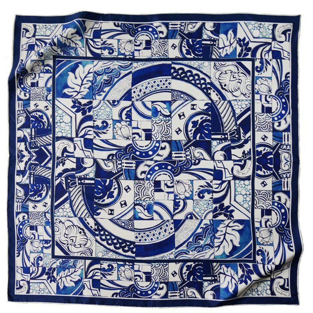 SILK SCARF PIASTRELLE BLU